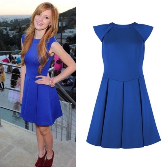 TED BAKER KIPP NEOPRENE ROYAL BLUE SKATER DRESS SIZE 2 - Picture 4 of 16